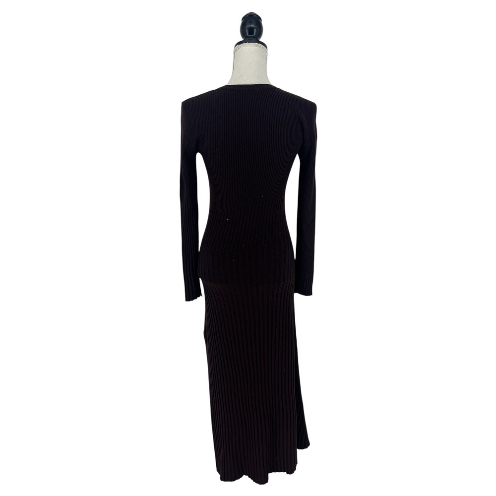 A.L.C. Emmalynn Rib Knit Merino Wool Midi Dress Brown Size Small - Picture 13 of 16